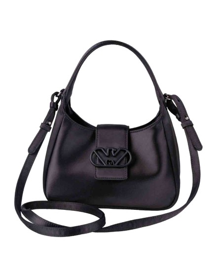 Shop EMPORIO ARMANI  Bag: Emporio Armani satin hobo handbag with eagle buckle.
Dimensions: 20 x 18 x 7.5 cm.
Satin.
Hobo model.
Made in China.
Single handle.
Metal eagle buckle.
Removable shoulder strap.
Internal pouch with zip.
Composition: 100% Polyester.. Y3E235 YWR2V -80001